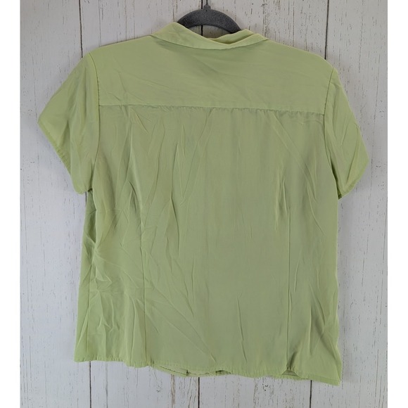 Laura Scott Petite Size 14 Womens Green Button‎ Up Short Sleeve Collared Top - Picture 7 of 7